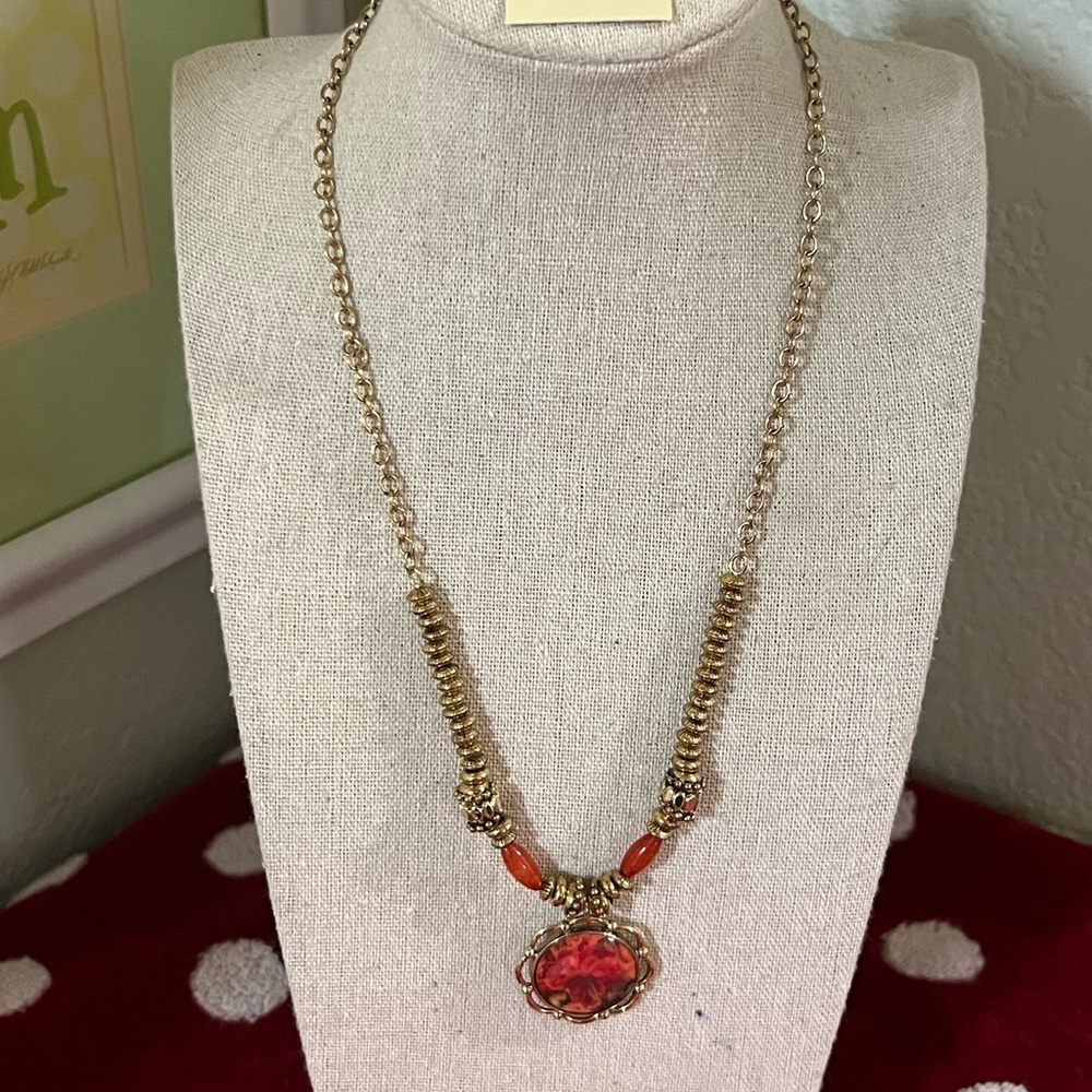 NWT Patricia Nash Gold and Red Necklace #PNNK